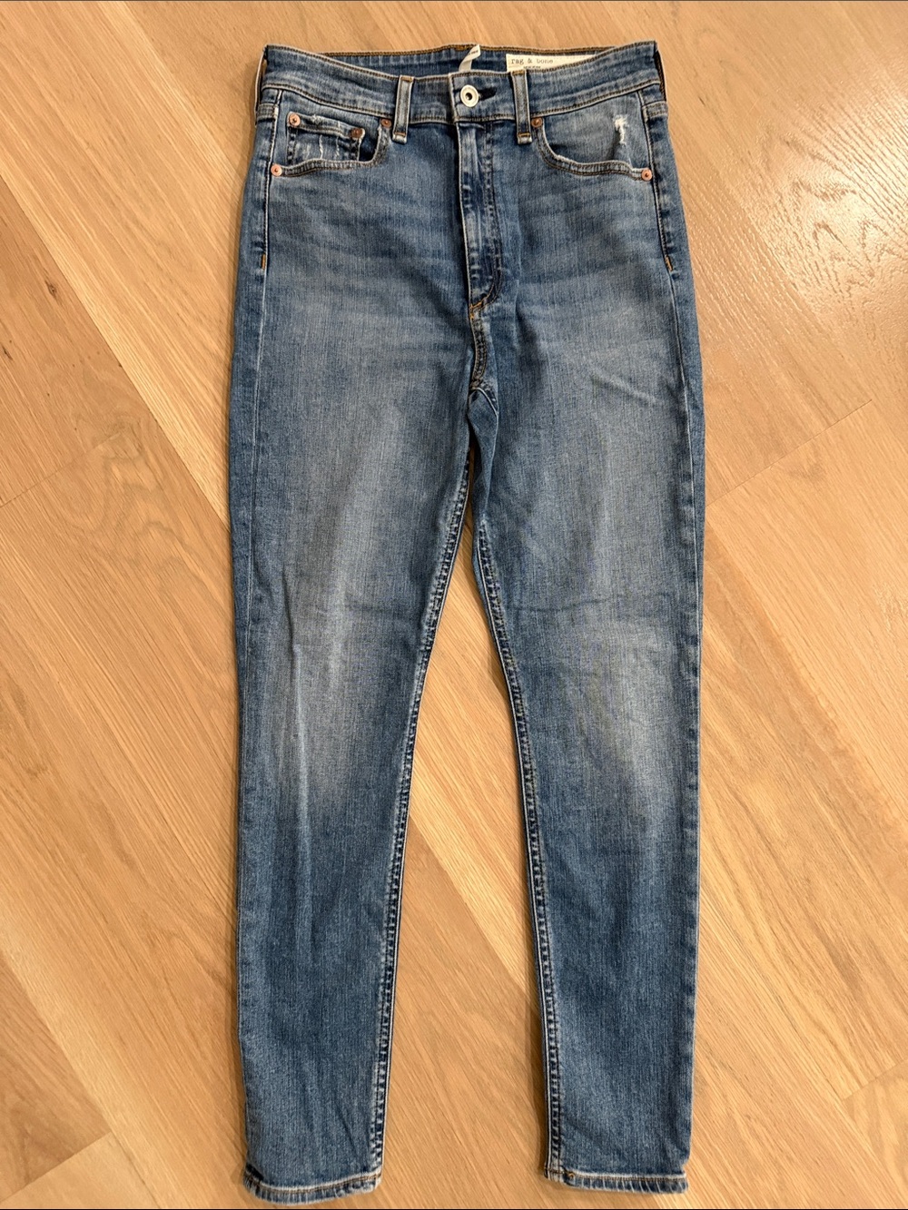 Rag & Bone Nina High-Rise Ankle Skinny Jeans Size 27 Medium Wash Denim